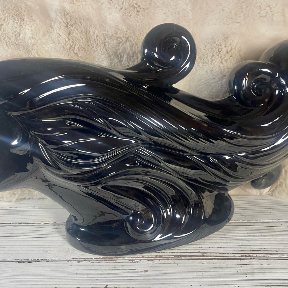 Ceramic Gloss Black Sculpture‎ Statue Women's Fashion Hair Style Beauty Mermaid - Picture 10 of 16